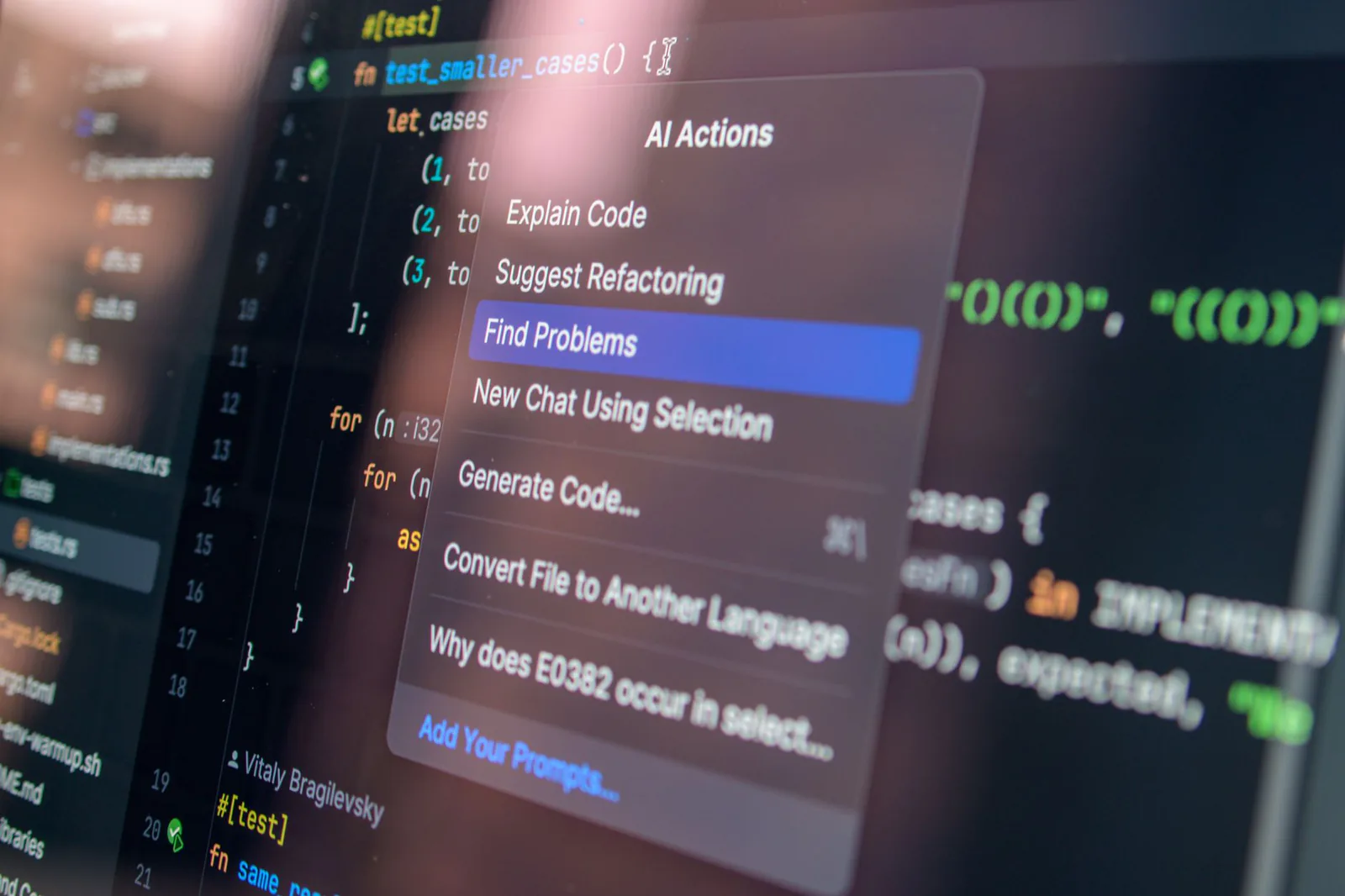 AI-assisted code generation on screen