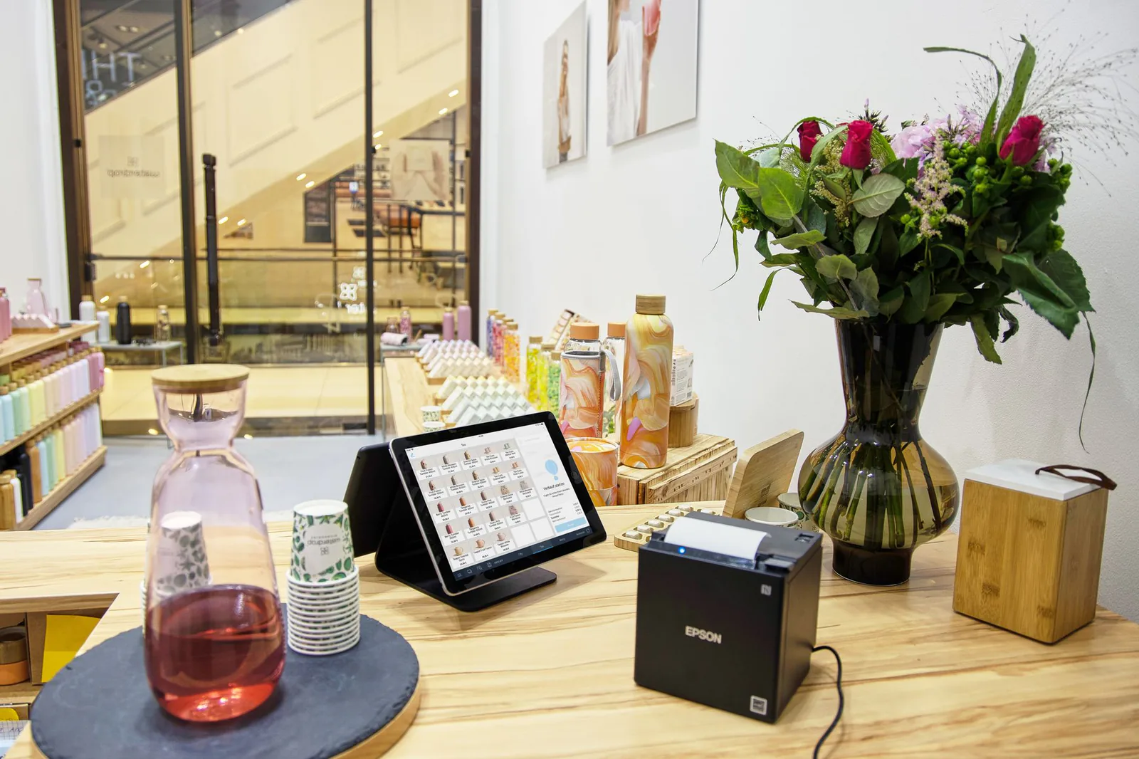 POS system at a retail checkout counter