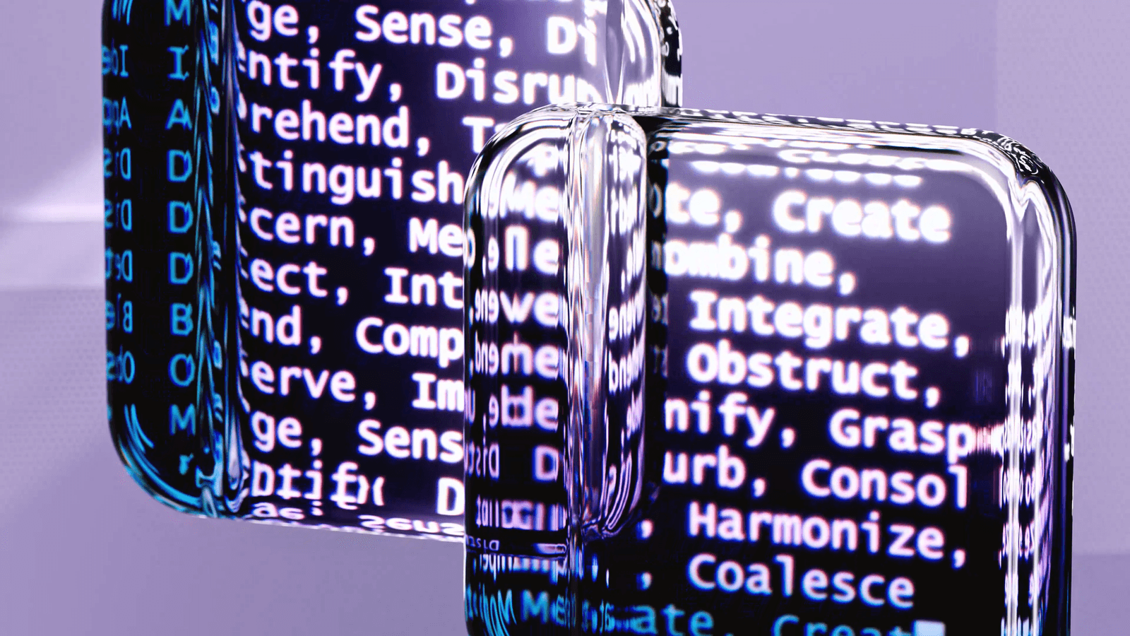 Abstract digital text overlay representing invisible AI watermarks embedded in generated content